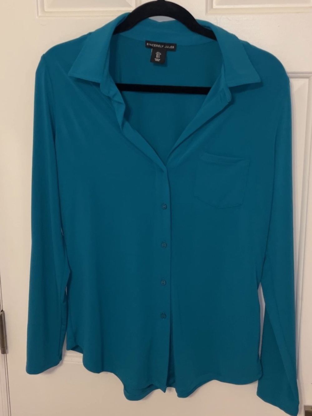 Sincerely Jules Teal Button-Down Long Sleeve Shirt